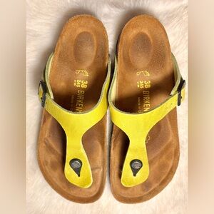 Birkenstock Green Yellow Gizeh Sandals size 38